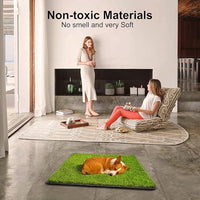 Dog Grass Pad with Tray(40×27.5 inch), Large XL Reusable 3-Layer Dog Pee Potty Grass Pads, Easy to Clean Artificial Fake Grass for Indoor Outdoor and Balcony (2 Pcs Grass Pad+Drainage Grate+Tray)