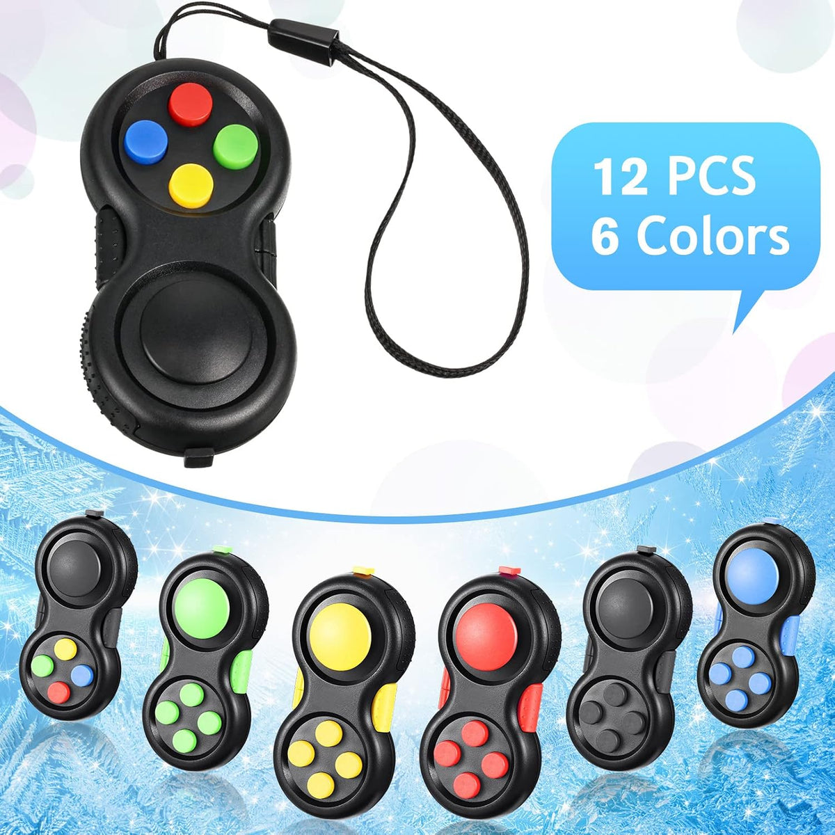 Civaner fidget controller clicker pads, 12 small game pad toys in mixed colors - view 7