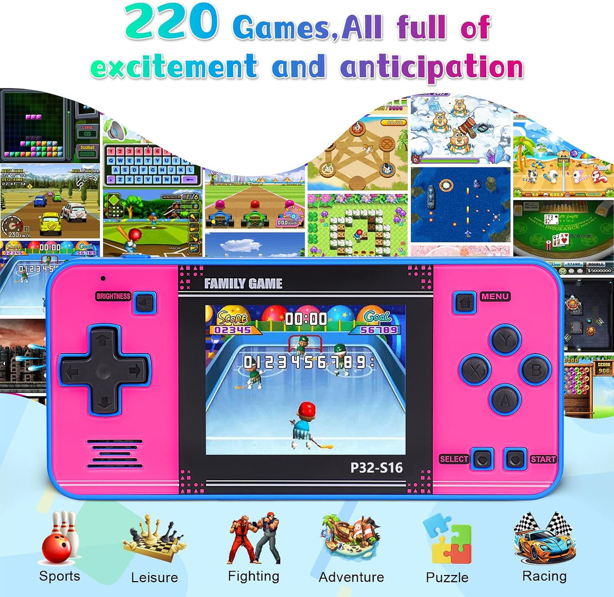 Handheld Electronic Toy for Kids - Blue+pink - image 2