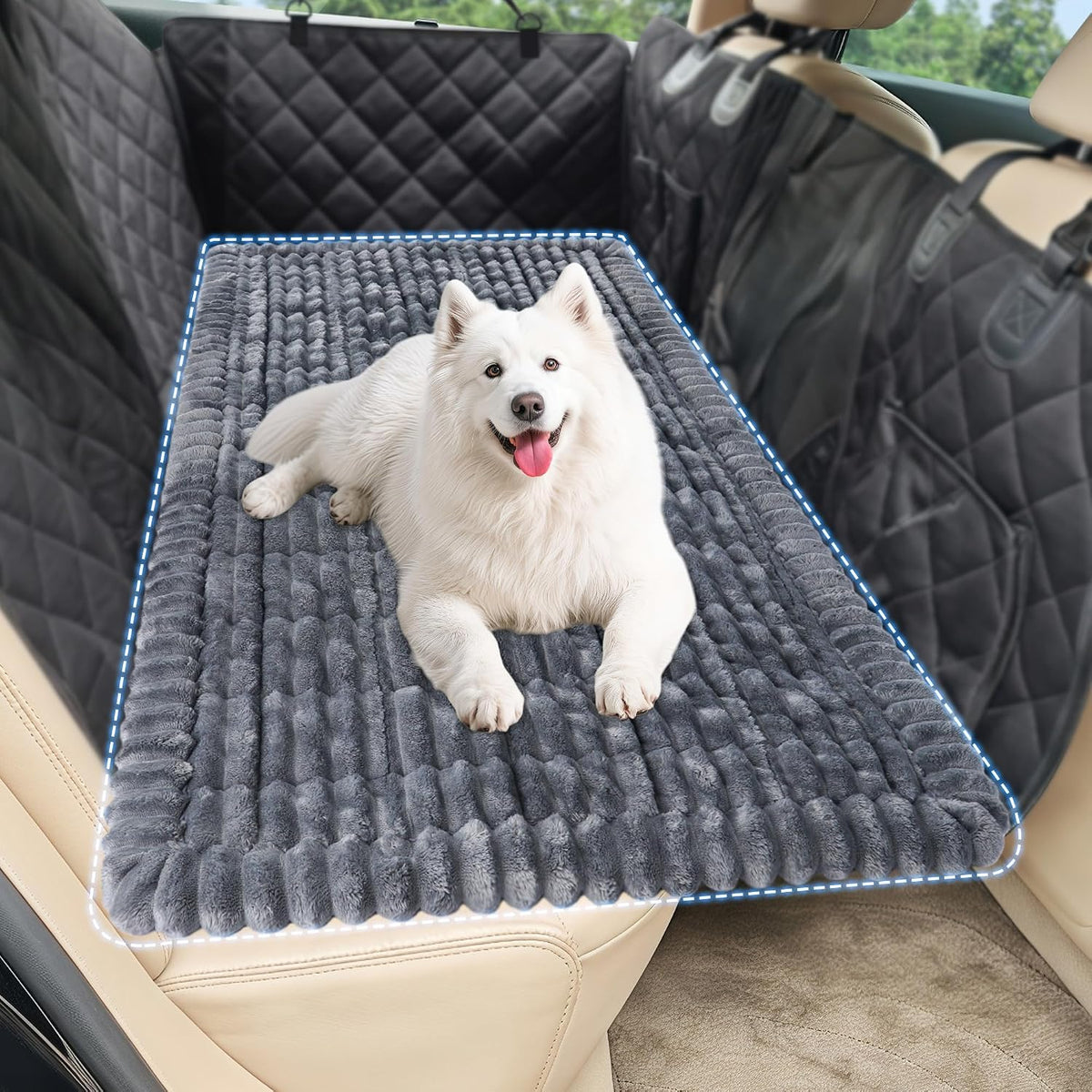 Dog Car Bed, Non-Slip Backseat Dog Bed Mat 50" L×24.6" W – Essentials for Dogs - Grey / XL（56"Lx28.7"M×1"H)