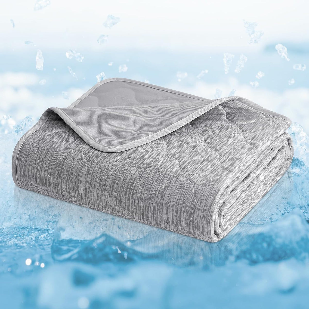 Cozy Bliss Leakproof Cooling Blanket for Large Dogs, Q-Max 0.5 - Heather Silver Grey / 30*70