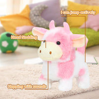 Easfan Walking Dog Toy for Kids Barking Interactive Puppy Stuffed - Pink_Cow - image 2