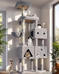 Globlazer Extra Large Cat Tower for Big Cats 20 lbs, F81 - 81 inch / Light Grey