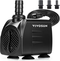 VIVOSUN 480GPH submersible water pump with adjustable flow valve and suction cups