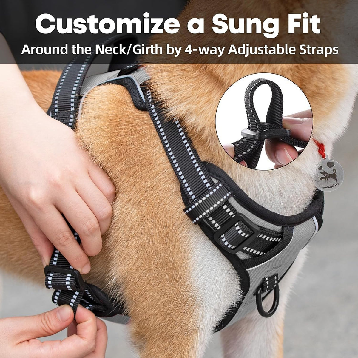 PoyPet No Pull Dog Harness Medium - XL / Gray - image 4