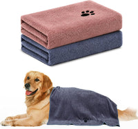 2 Pack Microfiber Dog Towels for Drying Dogs - Grey + Brown / 2-Pack