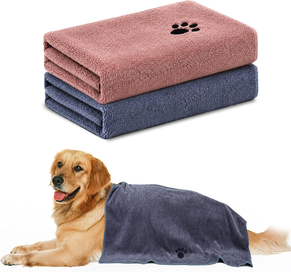 2 Pack Microfiber Dog Towels for Drying Dogs - Grey + Brown / 2-Pack