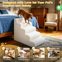 Dog Stairs for Bed & Couch, 18" H 4-Step Pet Ramp for Small Dogs - Beige / 5 / Standard 23" Height - image 3