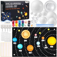Pllieay solar system model kit with felt background, painted foam planets and stars