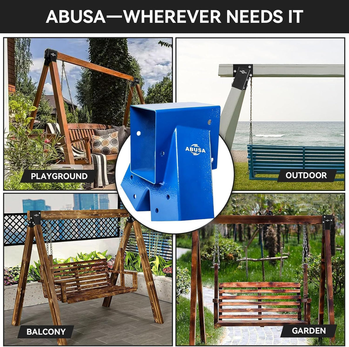 ABUSA heavy duty A-frame swing set brackets with 4 swing hangers and bolts - view 21