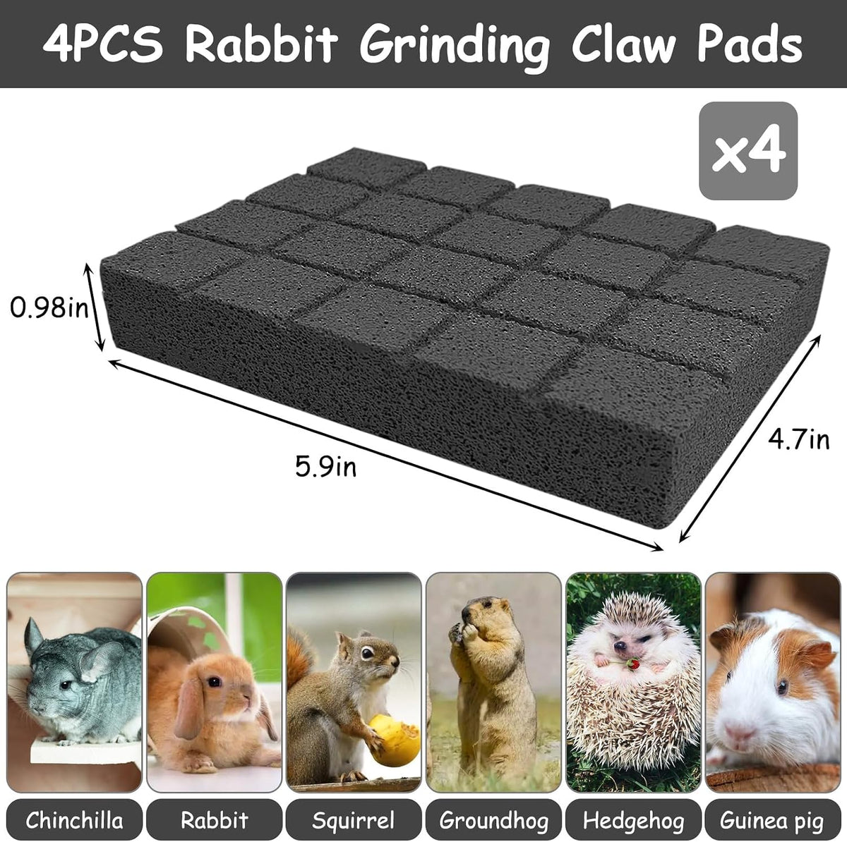 Hamiledyi 2PCS Rabbit Scratching Pads Bunny Lava Grinding Claw Pads - Black-4pcs - image 2