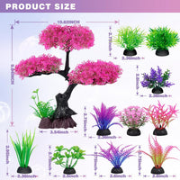 Ameliade Pink Artificial Plastic Tree Aquarium Plants Decor Set - image 2