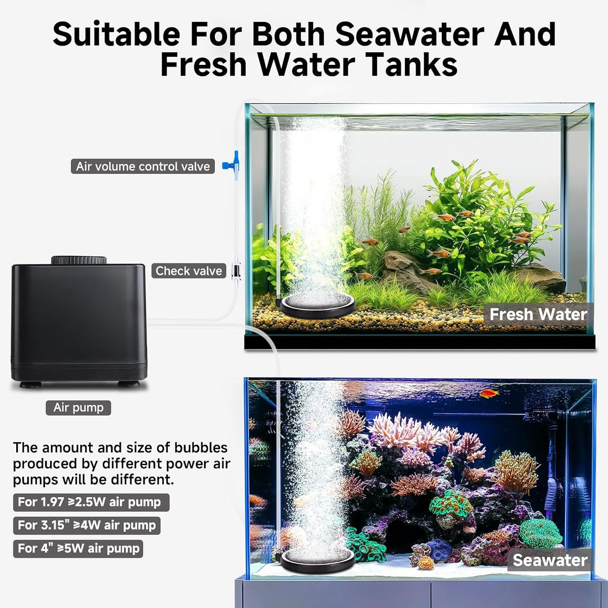hygger Air Stone for Aquarium: Quiet High Dissolved Oxygen Diffuser - 8CM - image 4