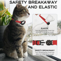 AirTag Cat Collars, Stretchy Collar with Air Tag Holder and Bell – Essentials for Cats - Red - image 2