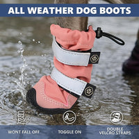 Spark Paws Dog Shoes, Waterproof Dog Boots for Medium to Large Dogs, Non Slip, Breathable Dog Booties and Paw Protectors - 4PCS Doggie Hiking Boots with Reflective Straps - Pink, Size 6