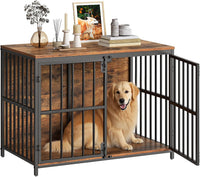 HOOBRO 38.6" Dog Crate Furniture, Wooden Dog Kennel Indoor - 38.6"L x 23.6"W x 29.5"H / Rustic Brown