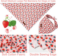 Summer Dog Bandana, UP URARA PUP Strawberry Triangle Bid Scarf for Medium Large Dogs, Cotton - StarBerry B / S - image 3