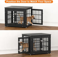 26 Inch Heavy Duty Dog Crate Furniture for Small Dogs, Decorative Pet House End Table, Wooden Cage Kennel Furniture Indoor, Gray