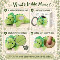 gnomantic Turtle Weighted Stuffed Animals, Plush Pillow for Kids – Fun for Kids & Family - Green Dinosaur / Medium / Dinosaur - image 4