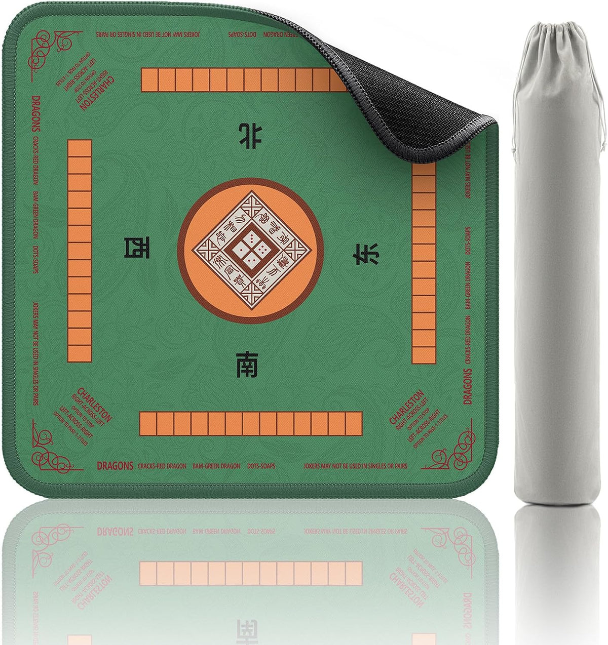 2F22E Mahjong Mat for Table 32.4" x 32.4" - Green