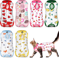 Kacctyen 6-piece cat recovery suit set in fruits print, medium, 100% cotton