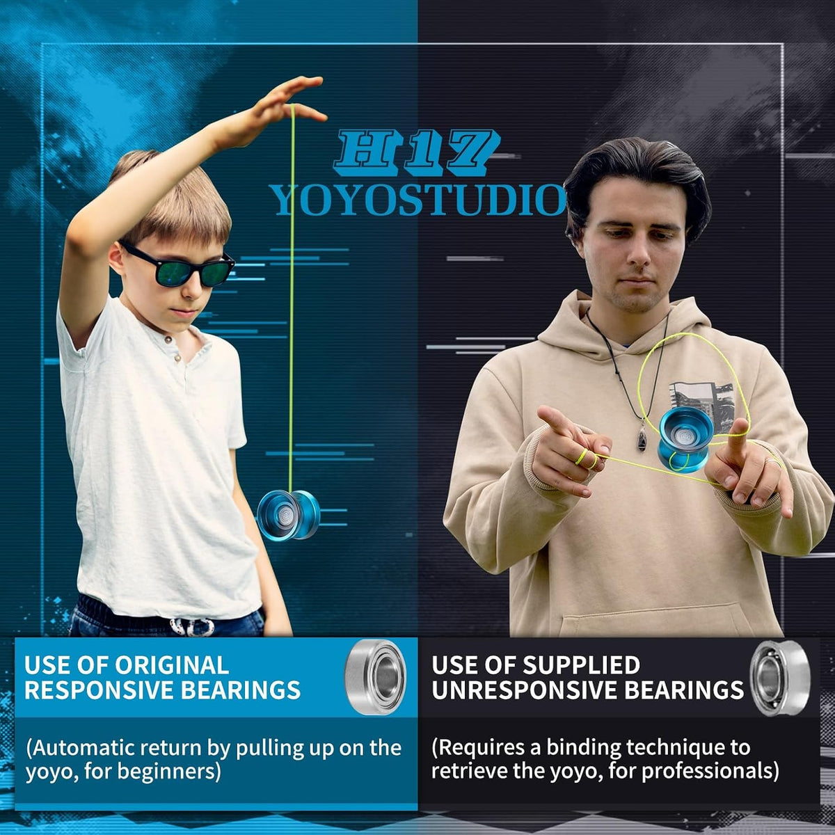 YOYOSTUDIO H17 dual purpose aluminum trick yoyo with strings, glove and case - view 9