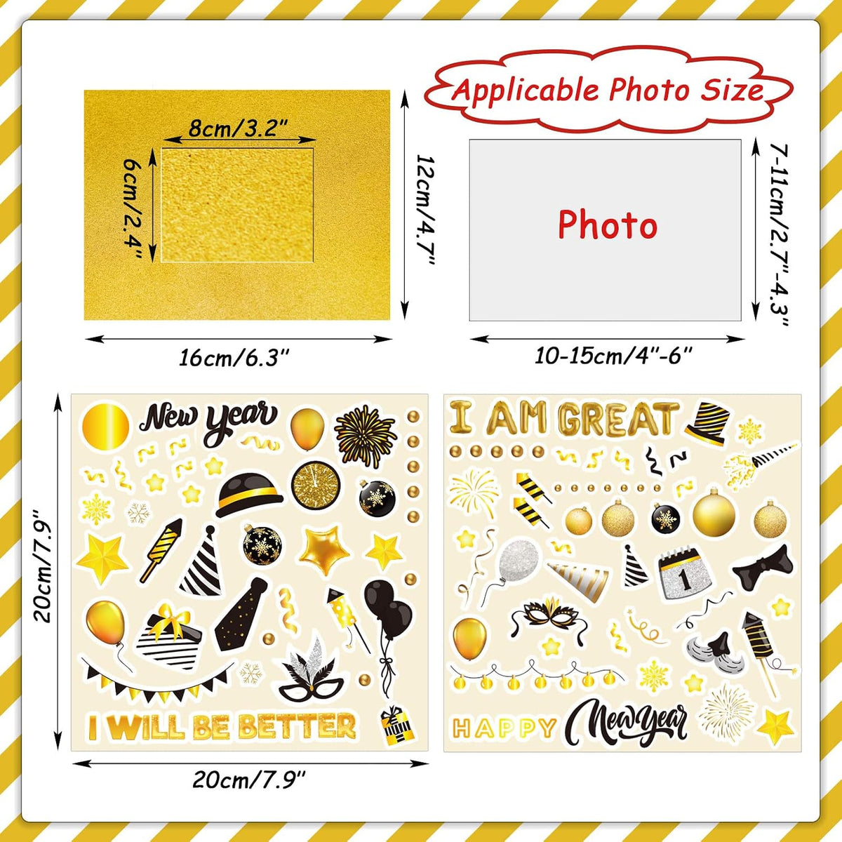 30 Packs Halloween Arts and Crafts for Kids Picture Frame Craft Kits - Happy New Year - image 3