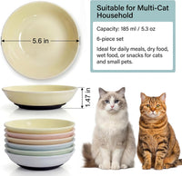 Ceramic Cat Food Bowls 6 Pack - Solid - Pads Attached - image 2