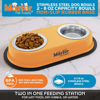 Master Pet Supply Double Dog Bowls Set with Elevated Base Black Velvet – Essentials for Dogs - Mango Tango - image 2