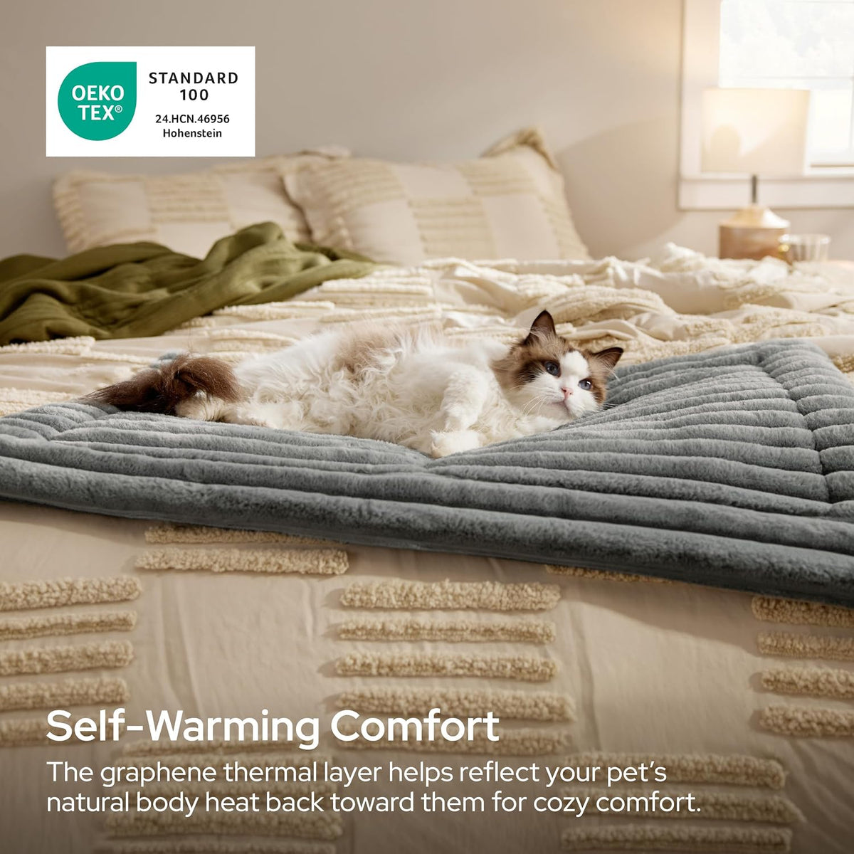 Bedsure ComfyFleece Self Warming Cat Bed Mat - Night Blue / 30.0"L x 20.0"W - image 2