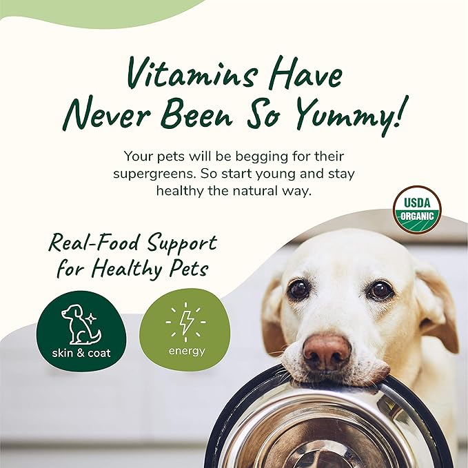 kin+kind Organic Multivitamin for Dogs & Cats - Pet Supplement for Healthy Skin and Coat - Safe, Natural Formula with Wheatgrass, Kelp, Seaweed and Coconut - Made in USA - Bundle (3 x 8 oz)
