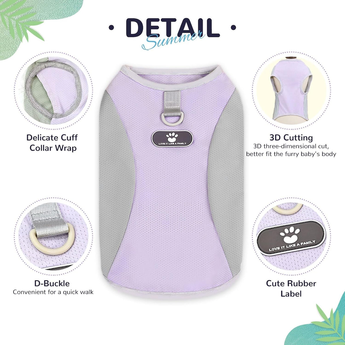 3 Pack Dog Cooling Vest with D-Ring Dog Tshirt Sun Protection Small - 3pack Purple Pink Blue / Large - image 2