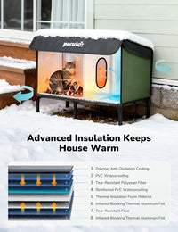Pecute Insulated Weatherproof Outdoor Cat House with Cat Heating Pad – Essentials for Cats - Large ( 25.5"L x 16.9"W x 18.5"H ) - image 2