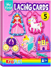 KRAFUN Princess, Unicorn & Mermaid Lacing Cards Age 3+ - Princess - Standard