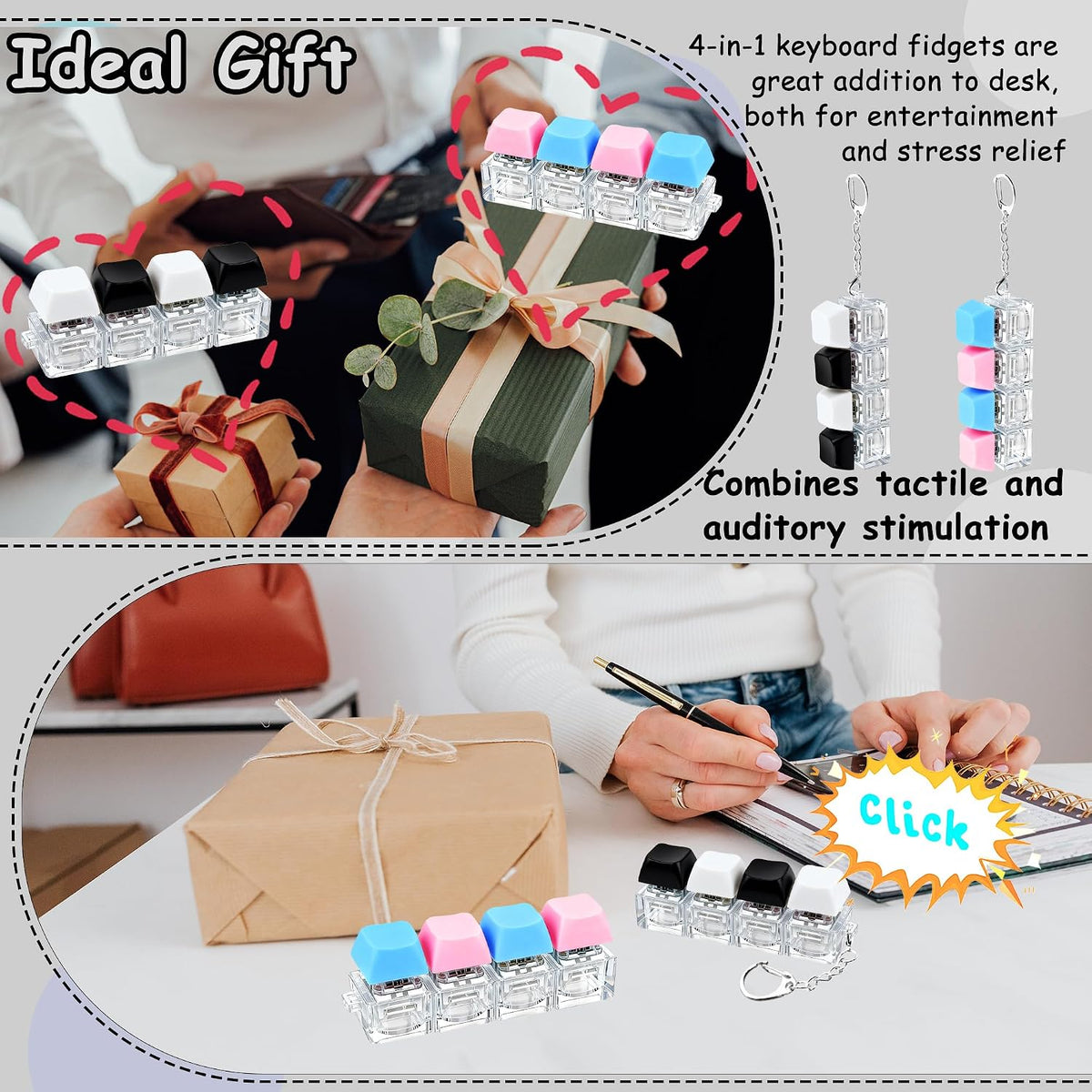 2 PCS Keyboard Fidget Toy - Black White Blue Pink / General - image 4