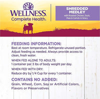Wellness Petite Entrées Shredded Medley with Roasted Chicken, Duck, Peas & Carrots, 3-Ounce Cup (Pack of 12)