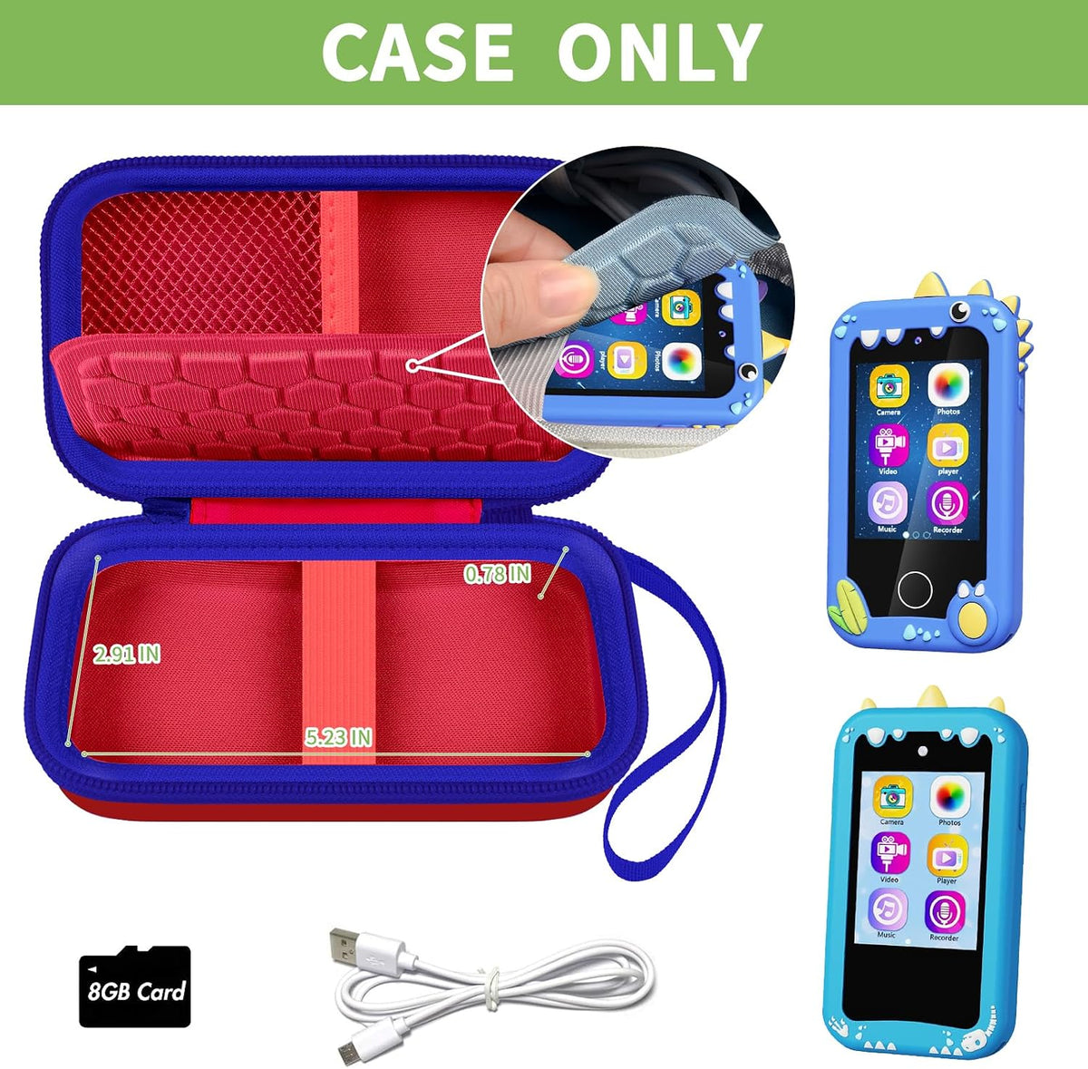 ALKOO kids smartphone case, zip carrying box for kids toy phones and learning cameras - view 26