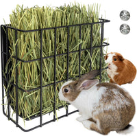 3 in 1 Guinea Pig Hay Feeder with Litter Box & Water Bowl - 10in feeder / Black