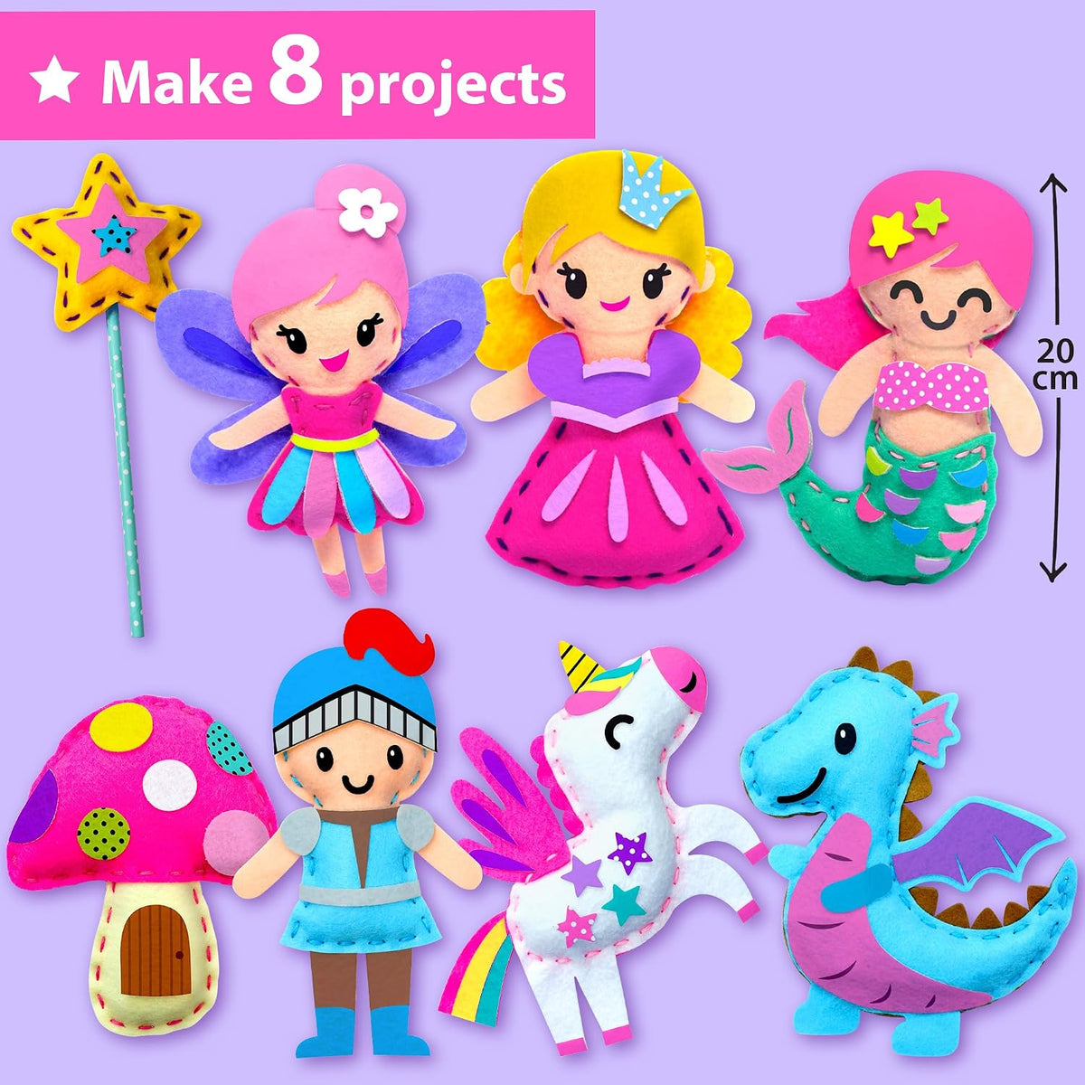KRAFUN Fairy Tales Sewing Kit for Kids Ages 5-10, 8 Projects - Fairy Tales - image 3