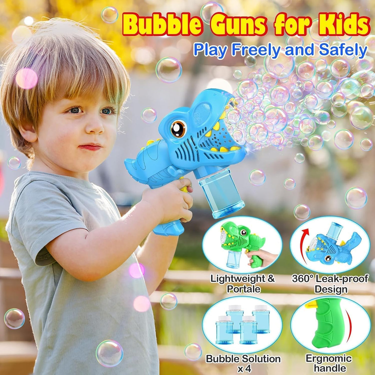 Yunaking Kids Bubble Gun 2 Pack - Blue+green - image 4