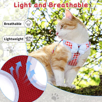 Cat Harness and Leash Set, Escape Proof Soft Vest Walk Pink XS – Essentials for Cats - Red-Plaid / Medium - image 3
