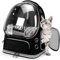 Cat Backpack Carrier, Breathable Cat Carrier Large Space Bubble Pet Backpack for Kitty Small Dog up - Black