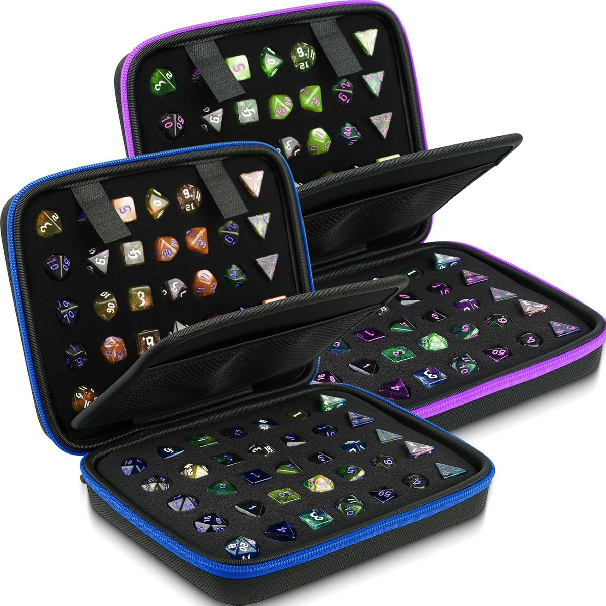 Aoriher 1 Pcs Dice Case with Removable Slotted Tray - Purple,Blue
