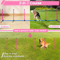 Dog Agility Course Backyard Set，Dog Agility Equipment - Pink-15 PCS SET - image 2