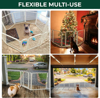 FXW Dog Gate, Extra Wide Adjustable for Openings Up to 219" - White / Up to 183" W【7 Panels + 1 Door】 / 24"H - image 4