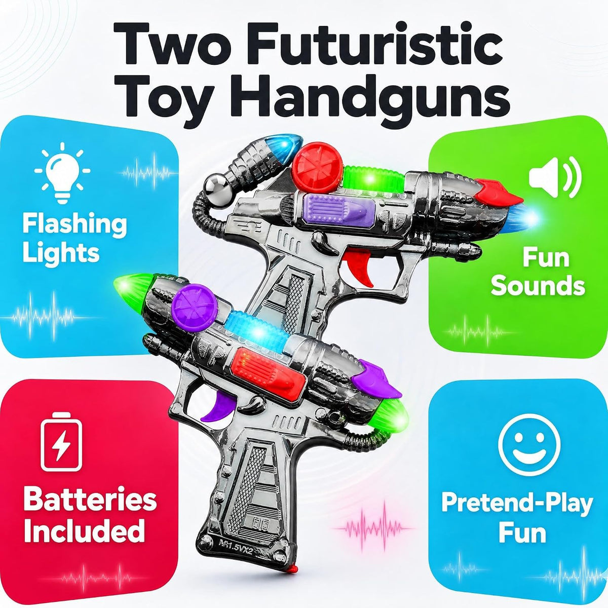 ArtCreativity Ranger Light Up Toy Gun Set of 2 with Flashing Lights - image 2
