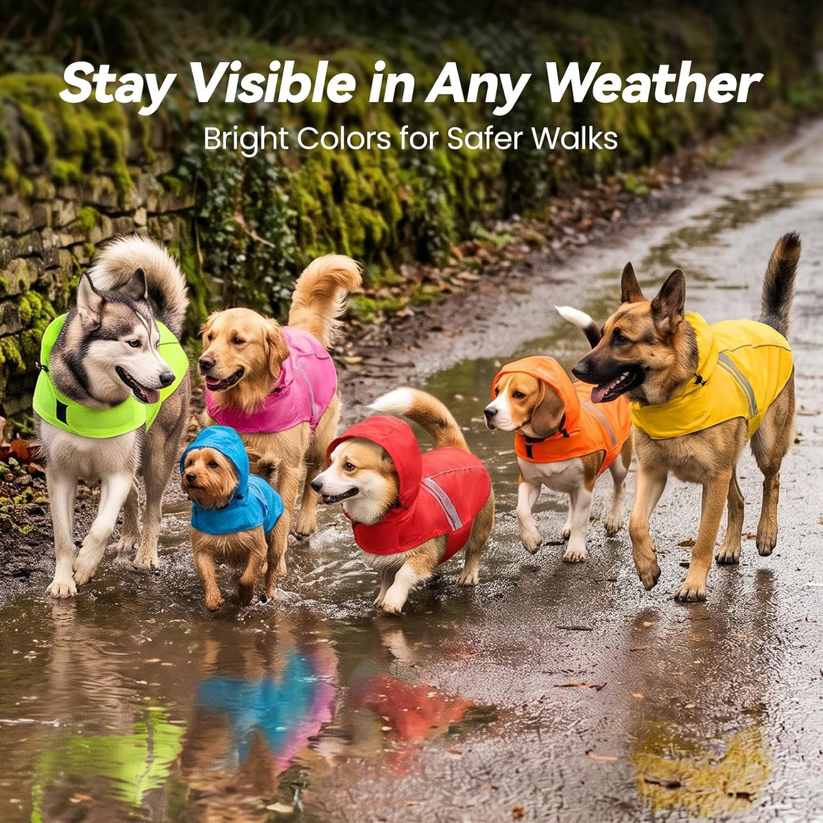 VIVAGLORY Dog Raincoat Wetoff Dog Rain Coat, XS - Red / XL (30"-34" chest girth) - image 2
