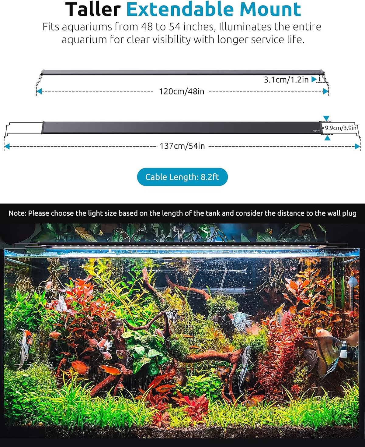 SEAOURA LED Aquarium Light with 24/7 Timer for 18-24in Fish Tank – Essentials for Fish - For 48-54in Tank - image 3