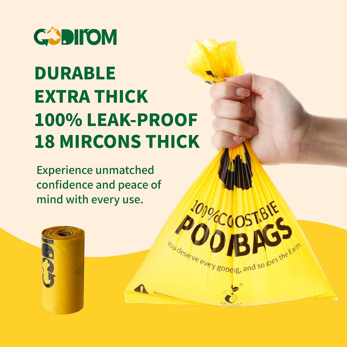 Certified Home Compostable Dog Poop Bags, 270 Plant Based Bags – Essentials for Dogs - Yellow / 270 Count (Pack of 1) - image 4