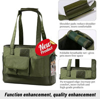 Dog Carrier, Cat Carrier, Pet Carrier, Foldable Waterproof Premium Oxford Cloth Dog Purse, Portable Bag Carrier for Small to Medium Cat and Small Dog（Green）